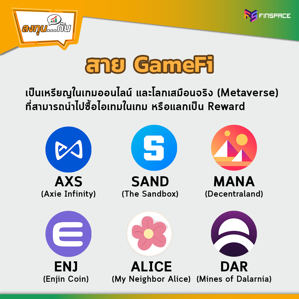 เหรียญ GameFi AXS SAND MANA ENJ ALICE DAR