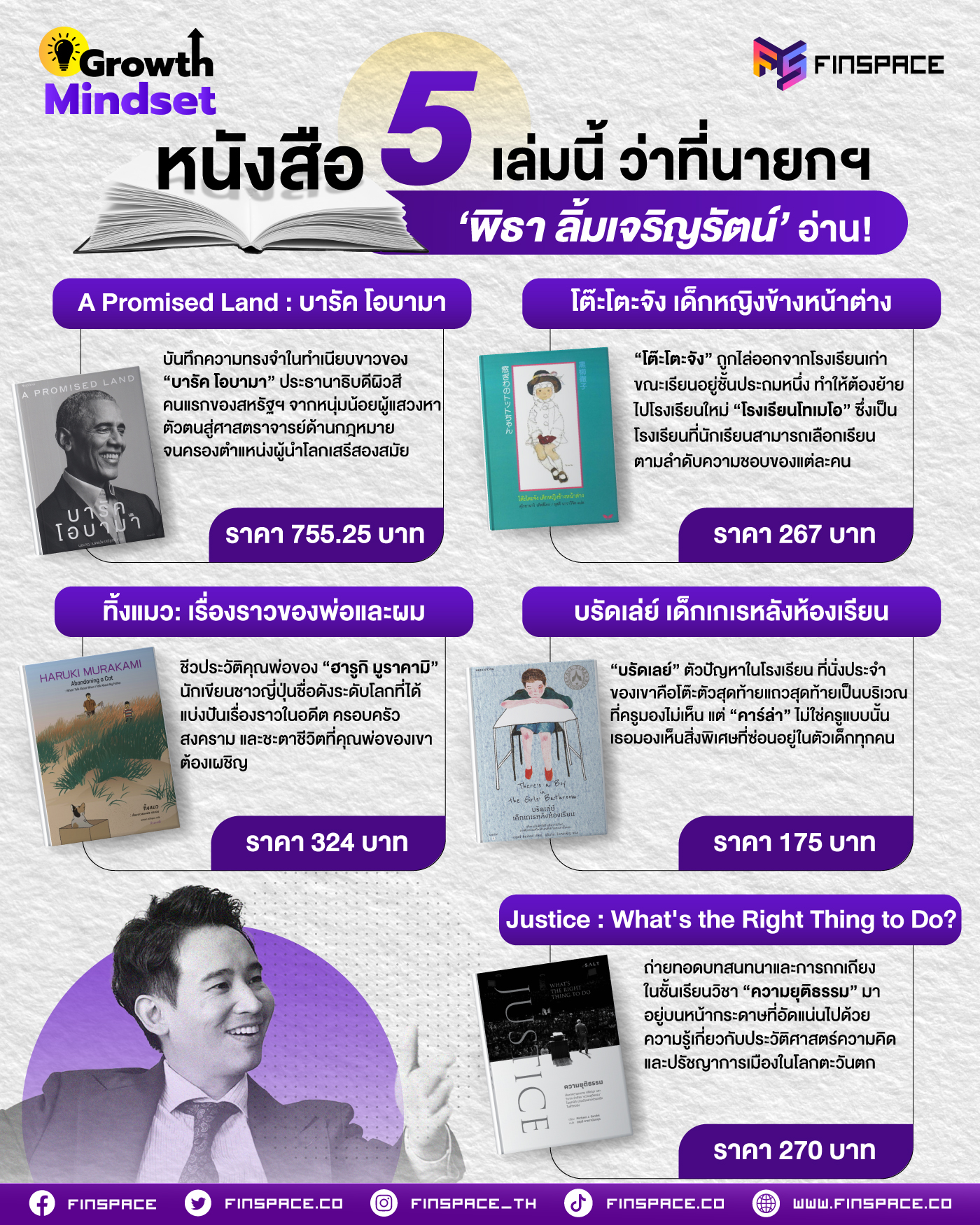 หนังสือ 5 เล่มนี้ ว่าที่นายกฯ 'พิธา ลิ้มเจริญรัตน์' อ่าน!