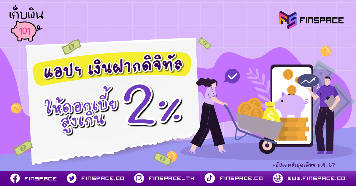 5 แอปฯ บัญชีเงินฝากดิจิทัล ที่ให้ดอกสูงเกิน 2%